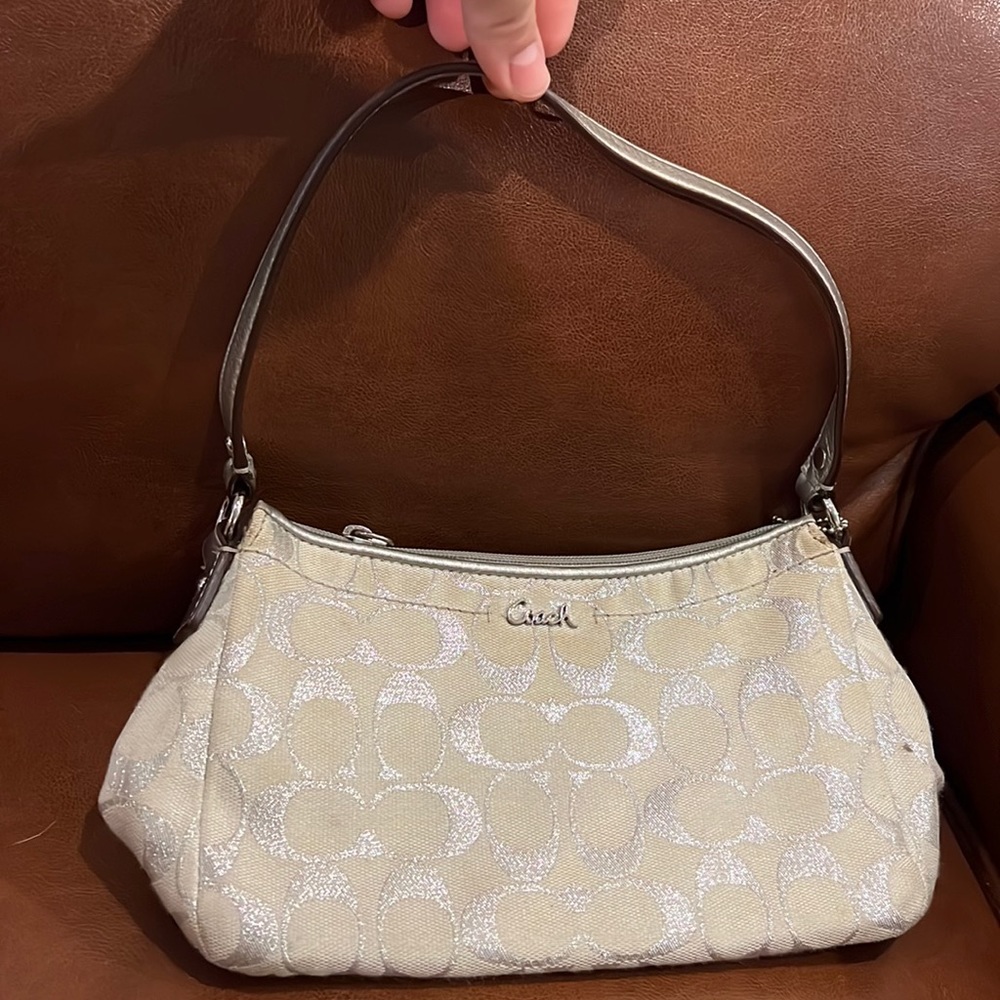 Coach purse. Small and silver Cs with off white/grey background. Never used